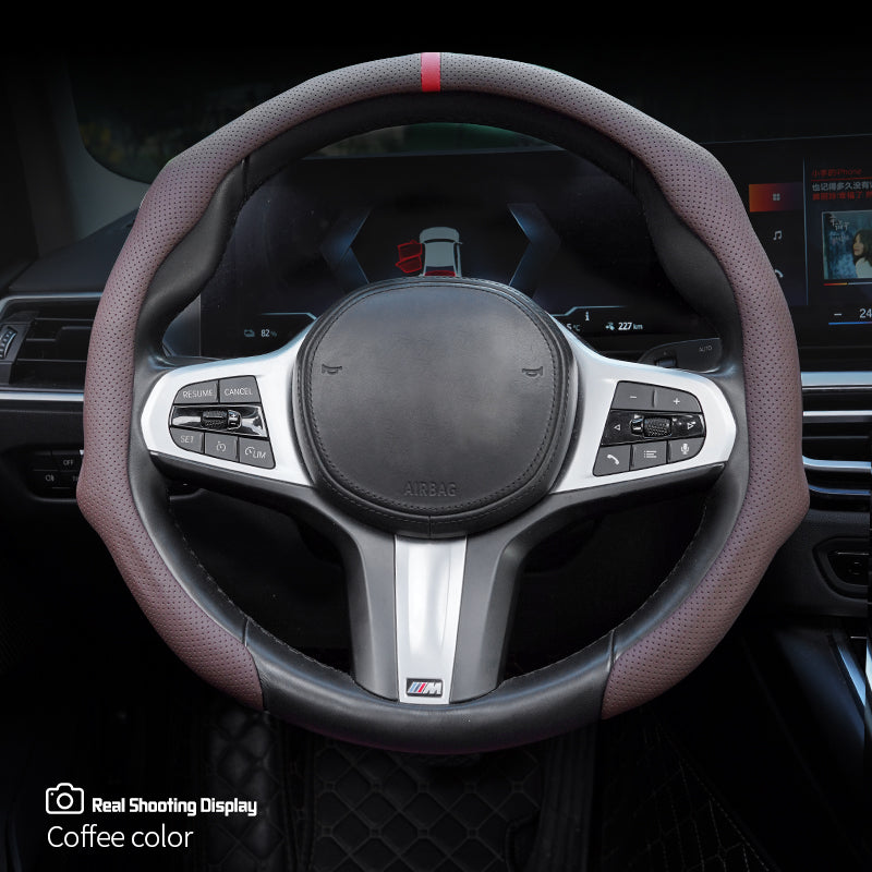 Napa Nappa Leather Centering Mark Steering Wheel Cover