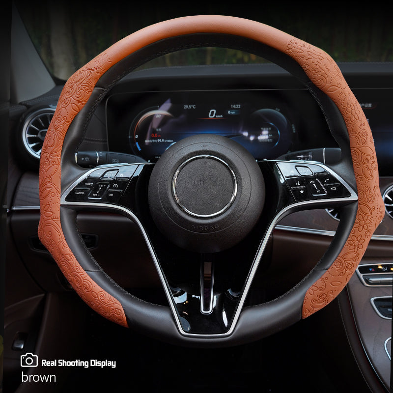 Napa Nappa Embossed Leather Steering Wheel Cover