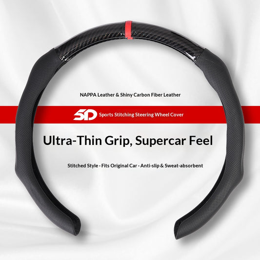 Carbon Fiber Microfiber & Napa Leather Elastic Steering Wheel Covers