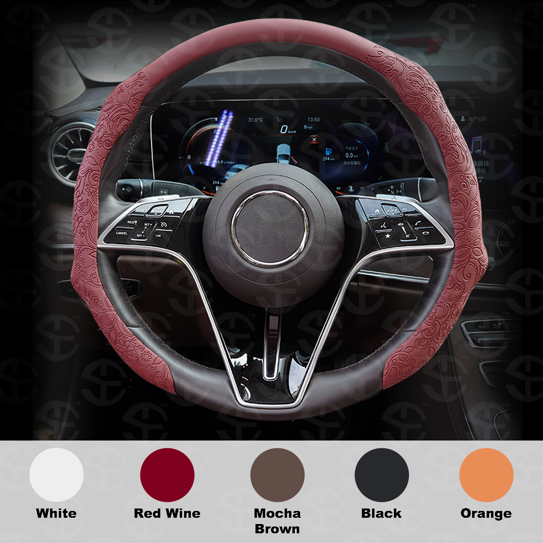 Napa Nappa Embossed Leather Steering Wheel Cover