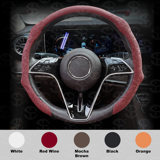 Napa Nappa Embossed Leather Steering Wheel Cover